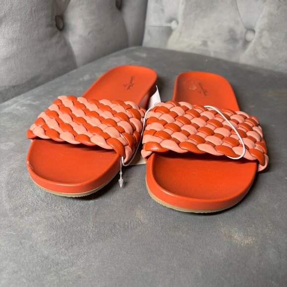 NWT Universal Thread Woven Red & Pink Slide Sandals – Women’s 7.5 - Picture 2 of 7